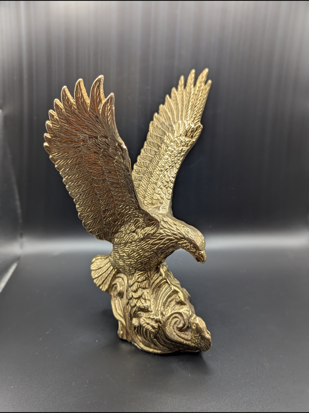 Vintage Heavy Brass Eagle Hunting Prey Figurine
